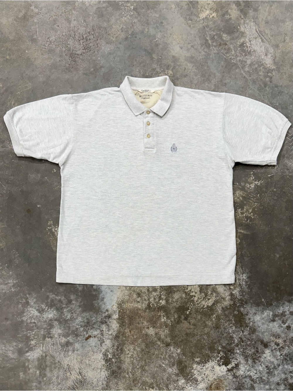Vintage Bugle Boy Gray Polo Shirt Large Dadcore Preppy